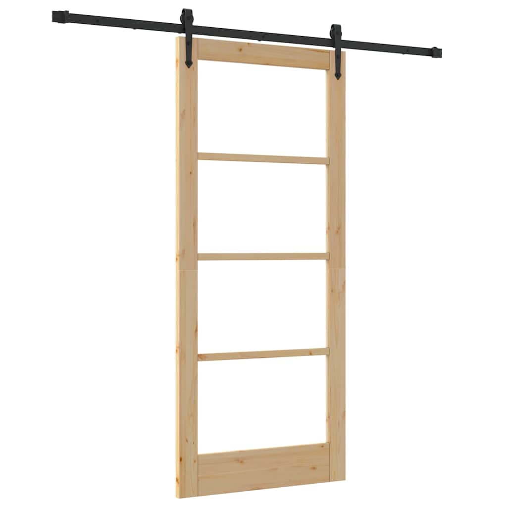 Schiebetür Manuell Braun 86 x 198.5 cm Holz und Metall