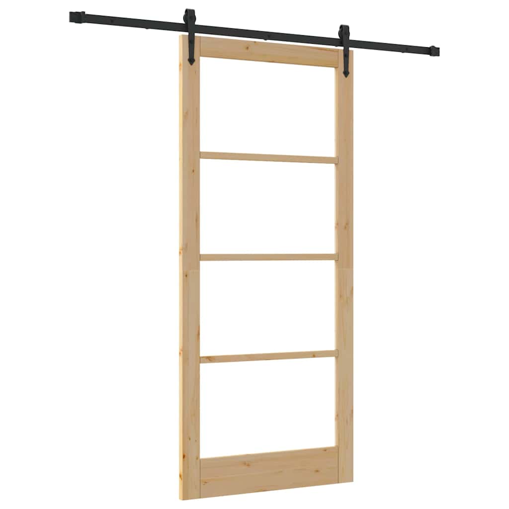 Schiebetür Manuell Braun 93 x 211 cm Holz und Metall