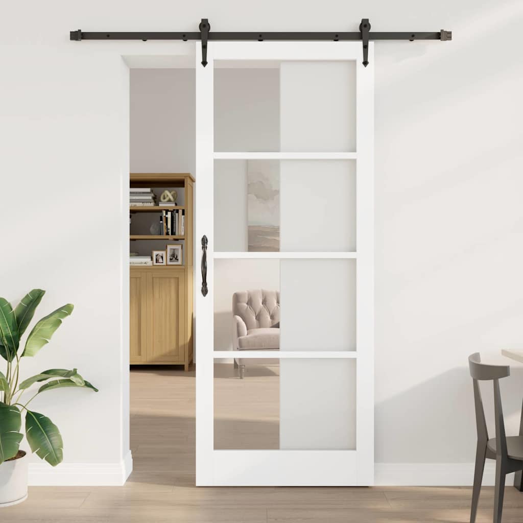 Schiebetür Manuell Weiß 93 x 232 cm Holz und Metall