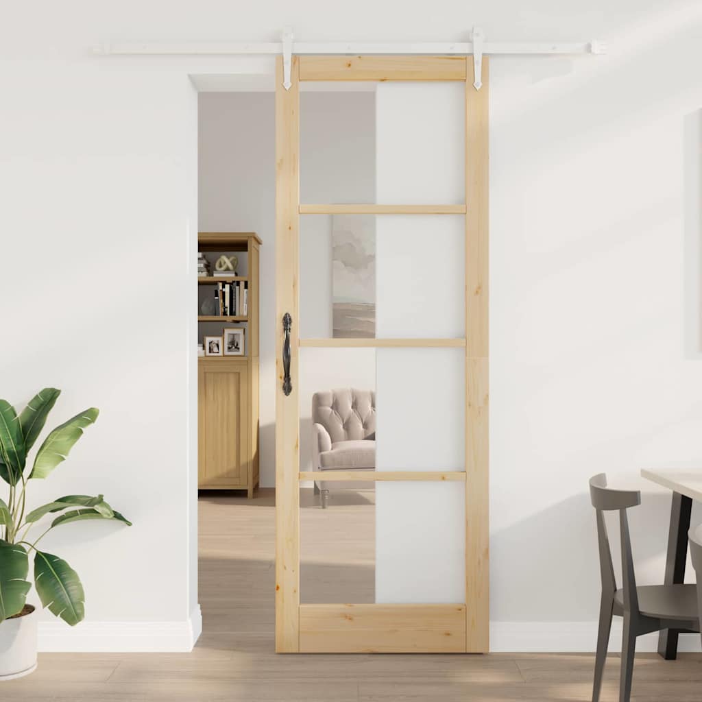Schiebetür Manuell Braun 83 x 232 cm Holz und Metall