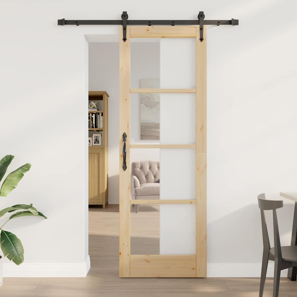 Schiebetür Manuell Braun 73,5 x 211 cm Holz und Metall