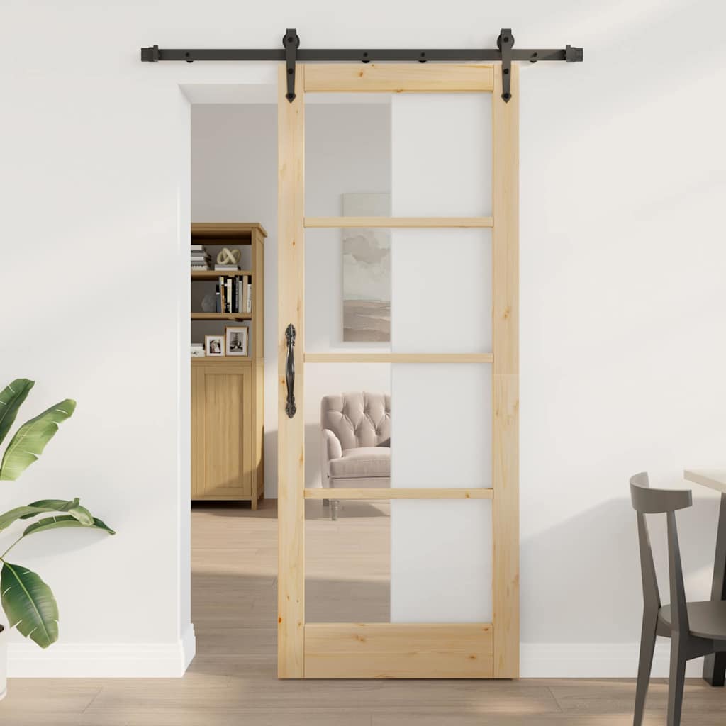 Schiebetür Manuell Braun 83 x 211 cm Holz und Metall