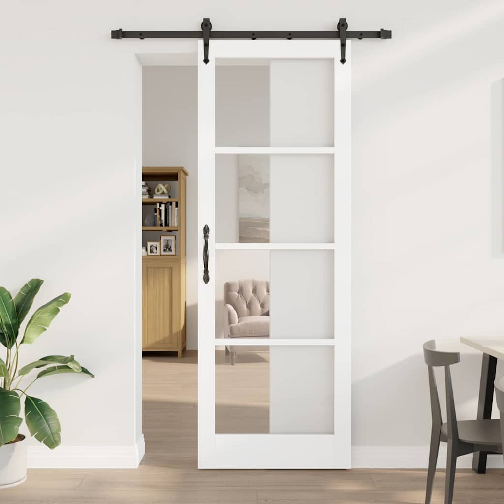 Schiebetür Manuell Weiß 83 x 232 cm Holz und Metall