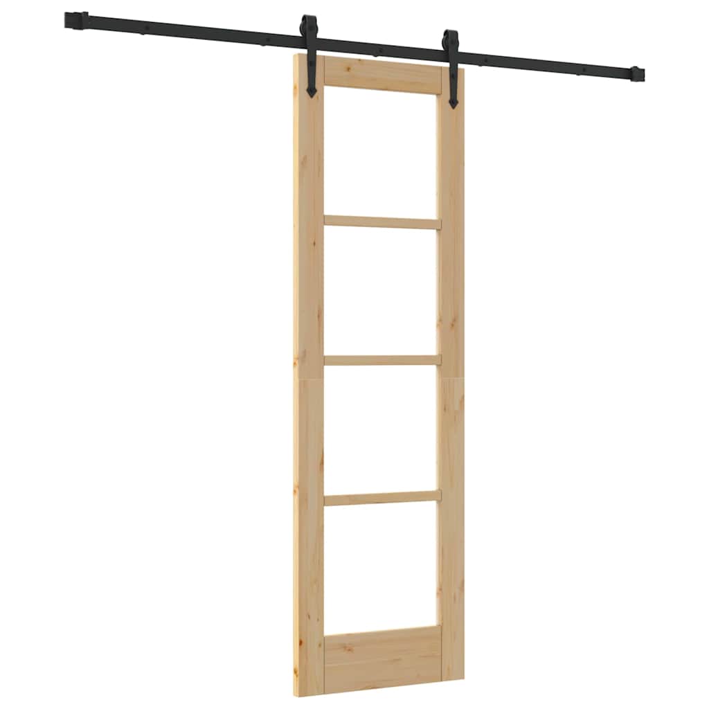 Schiebetür Manuell Braun 61 x 198.5 cm Holz und Metall