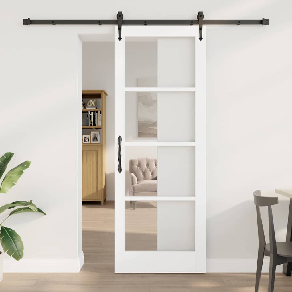 Schiebetür Manuell Weiß 78 x 211 cm Holz und Metall