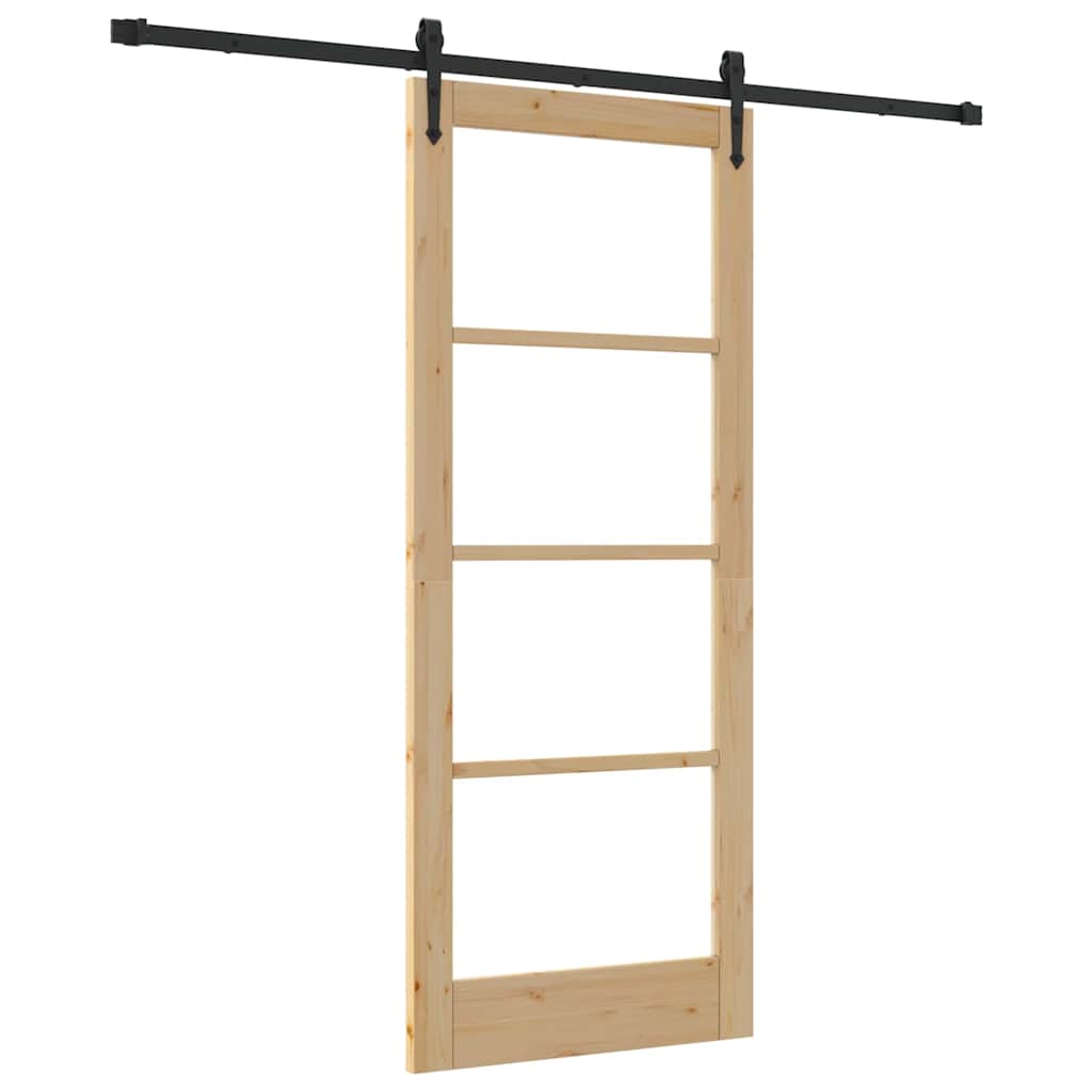 Schiebetür Manuell Braun 83 x 202 cm Holz und Metall