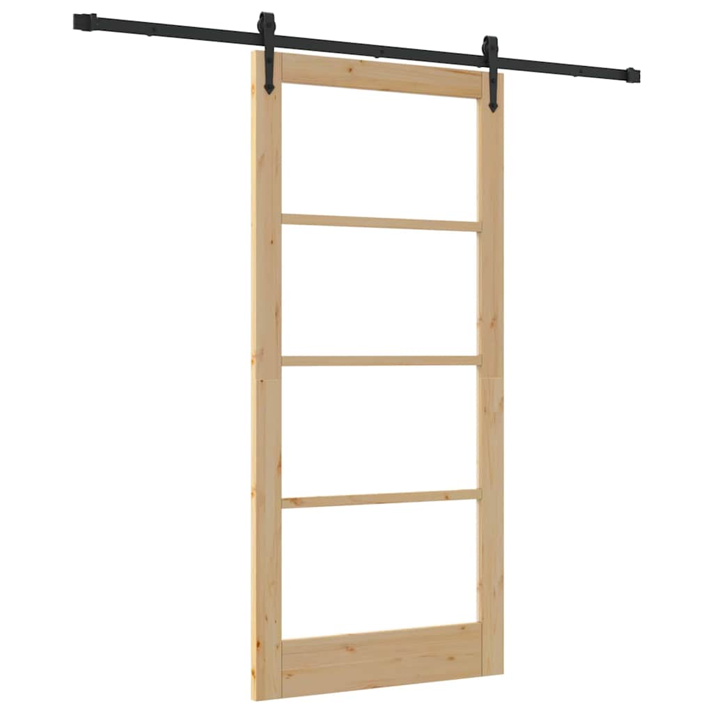 Schiebetür Manuell Braun 93 x 202 cm Holz und Metall