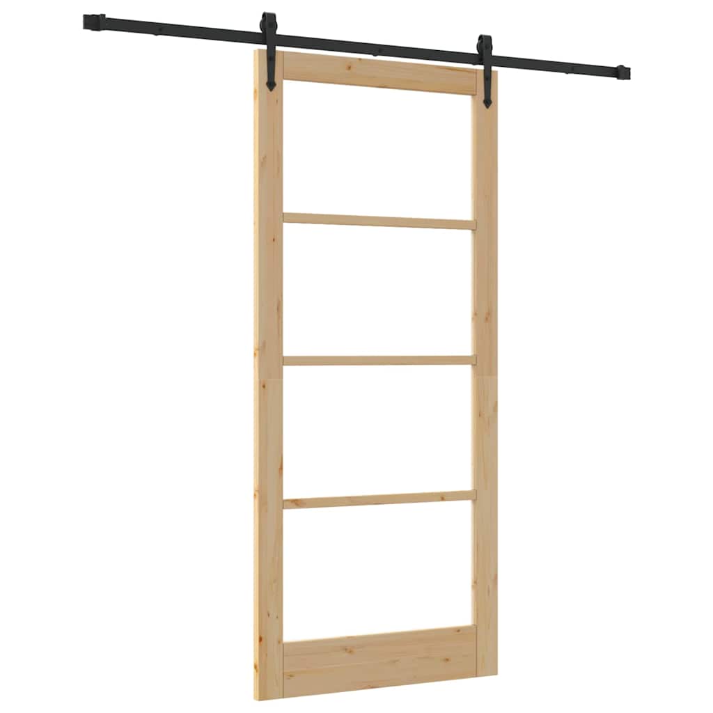 Schiebetür Manuell Braun 93 x 211 cm Holz und Metall