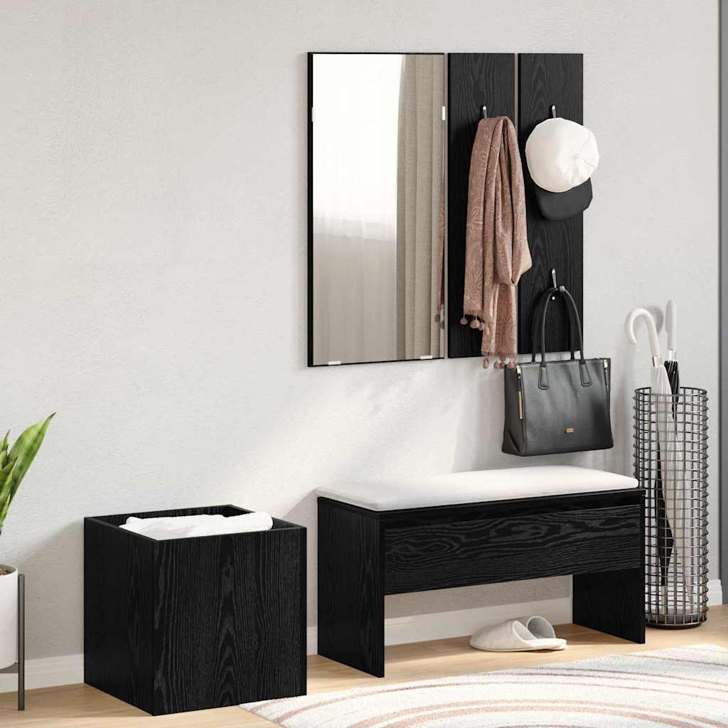 Flurmöbel-Set 5 pcs Schwarze Eiche, Silber 80 x 30,5 x 40 cm