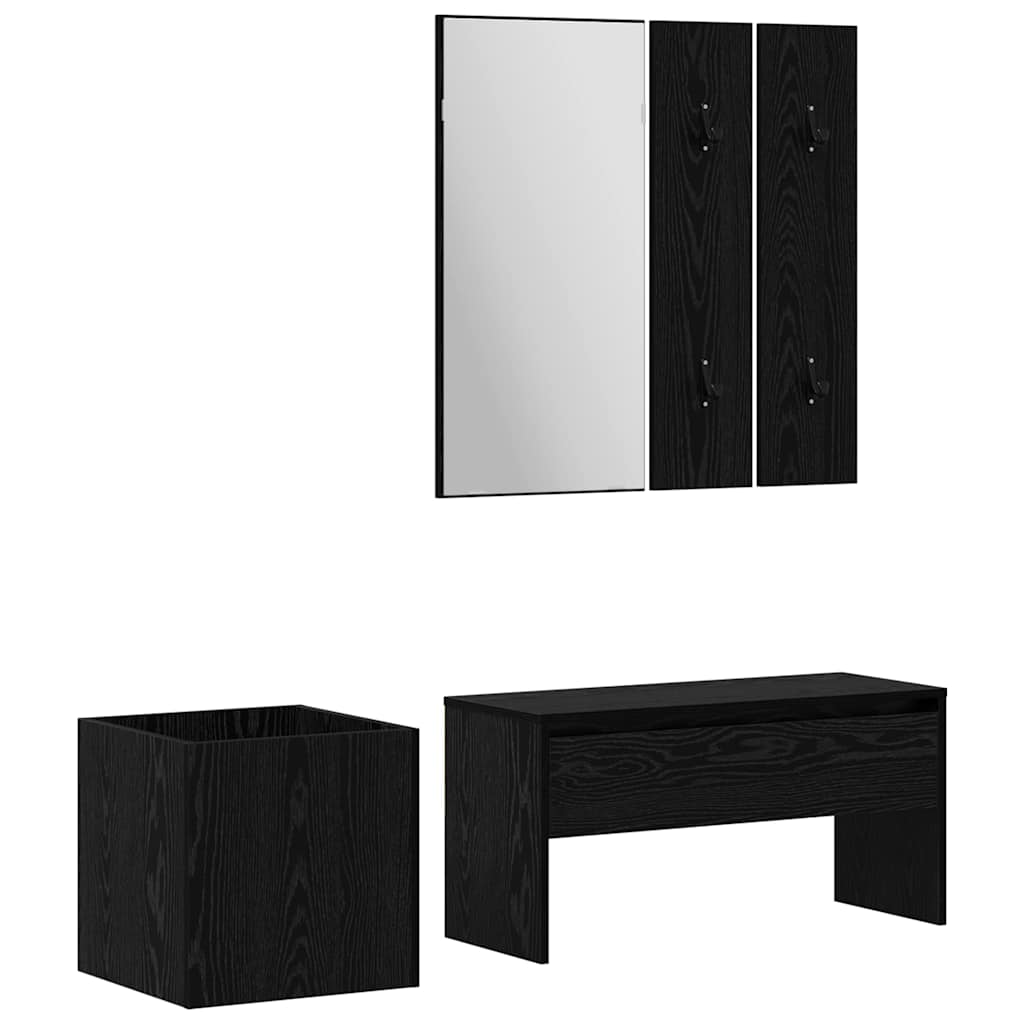 Flurmöbel-Set 5 pcs Schwarze Eiche, Silber 80 x 30,5 x 40 cm