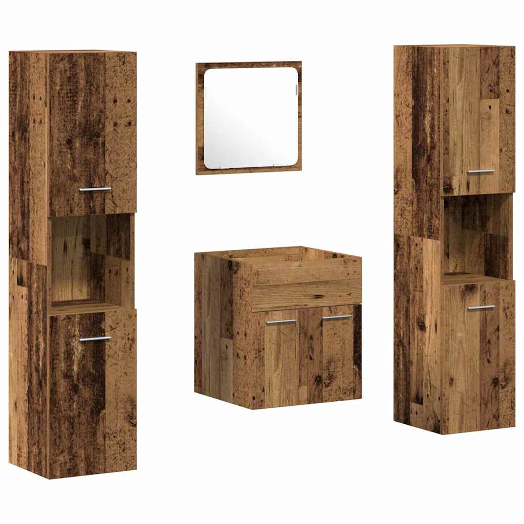 Badezimmermöbel Set mit Tür 4 pcs Altholz 41 x 38.5 x 46 cm