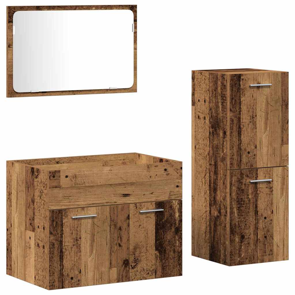 Badezimmermöbel Set mit Tür 3 pcs Altholz 60 x 38.5 x 46 cm