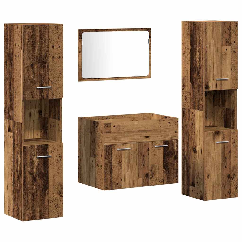 Badezimmer Möbel Set mit Tür 4 pcs Altholz 60 x 38.5 x 46 cm