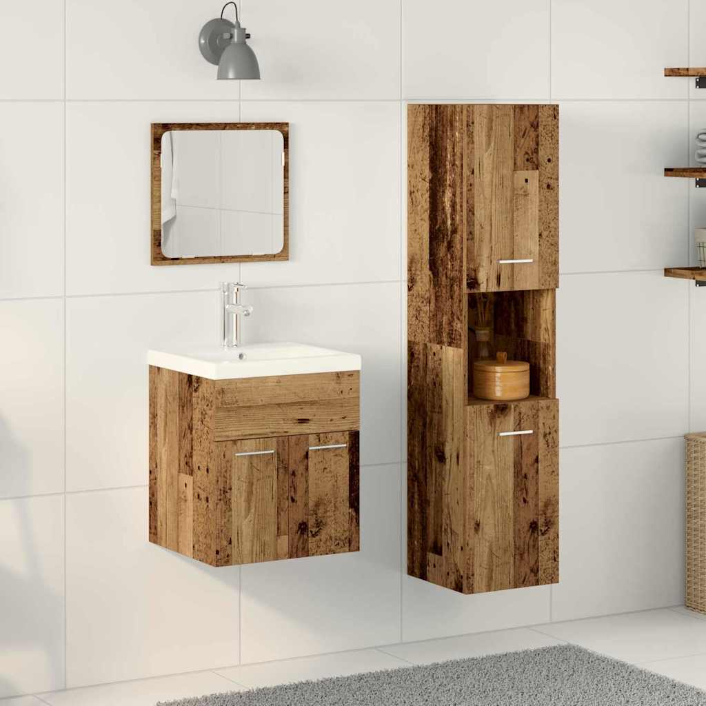 Badezimmermöbel Set mit Tür 3 pcs Altholz 41 x 38.5 x 46 cm