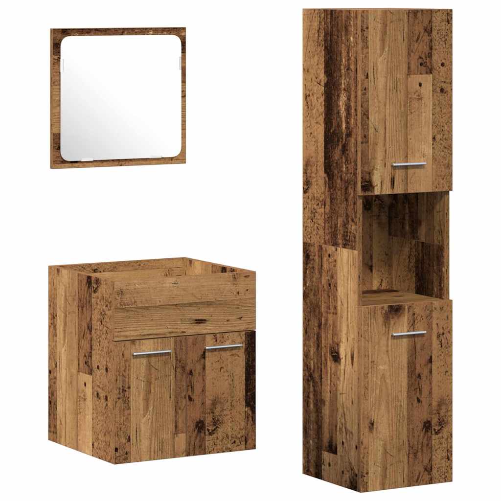 Badezimmermöbel Set mit Tür 3 pcs Altholz 41 x 38.5 x 46 cm
