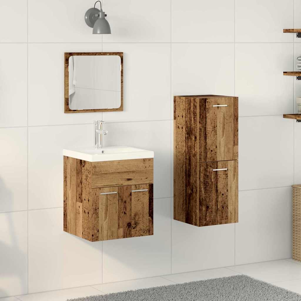 Badezimmermöbel Set mit Tür 3 pcs Altholz 41 x 38.5 x 46 cm