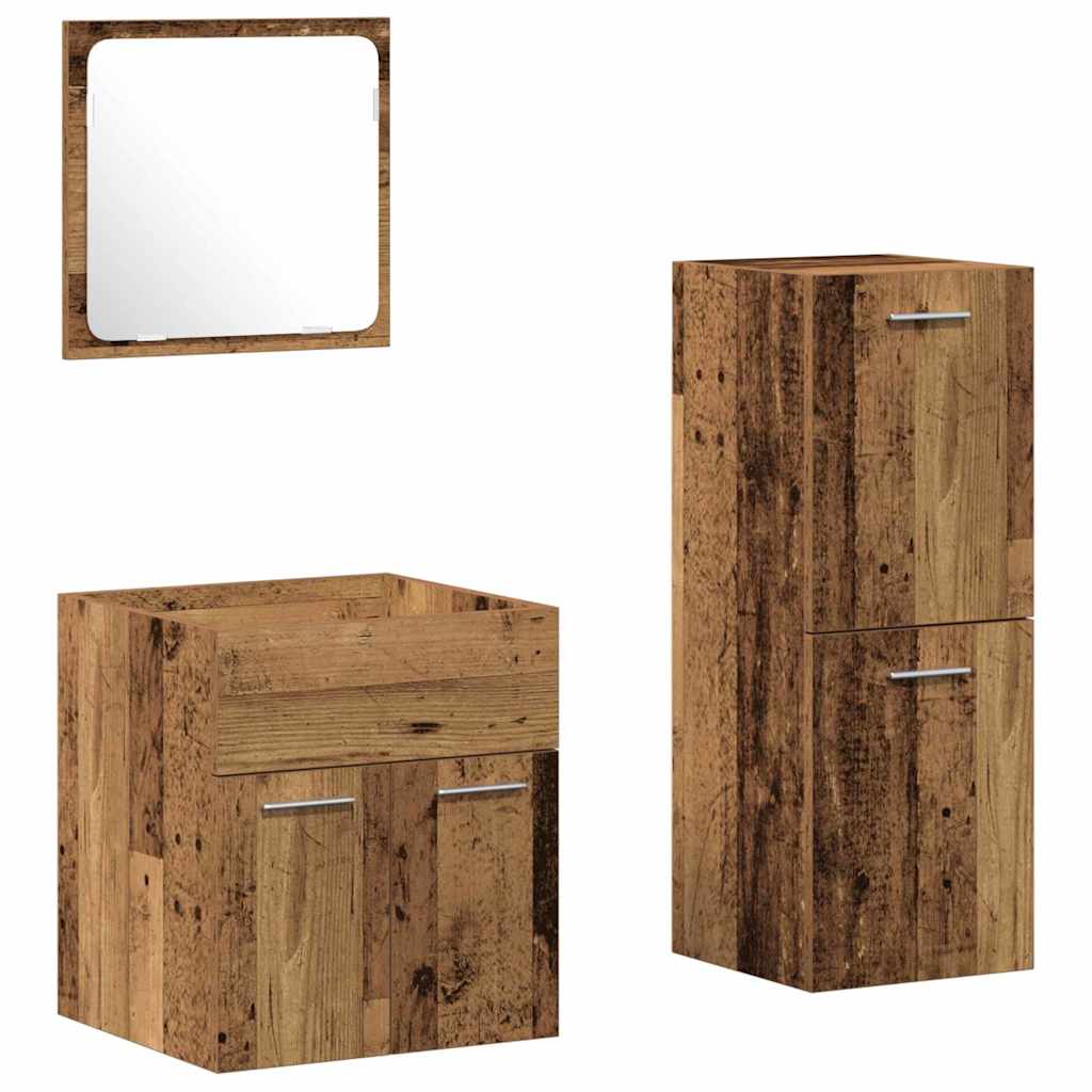 Badezimmermöbel Set mit Tür 3 pcs Altholz 41 x 38.5 x 46 cm