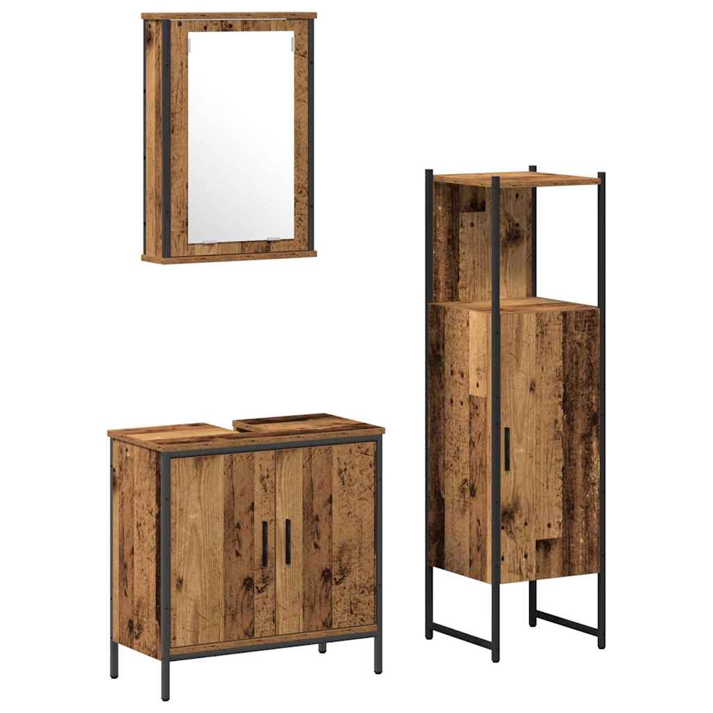 Badezimmermöbel Set mit Speicher 3 pcs Braun 33 x 33 x 120.5 cm