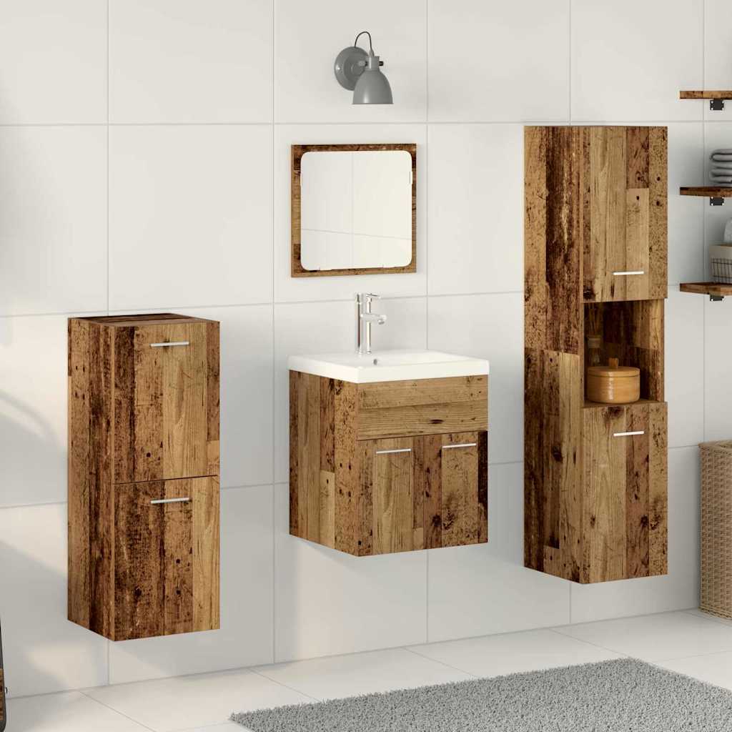 Badezimmermöbel Set Wandmontiert 4 pcs Altholz 30 x 30 x 130 cm