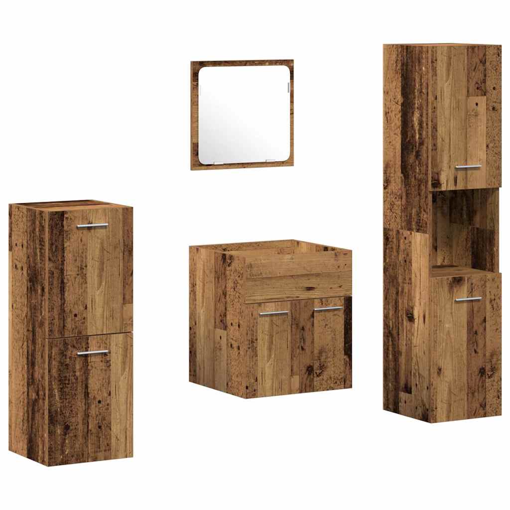 Badezimmermöbel Set Wandmontiert 4 pcs Altholz 30 x 30 x 130 cm