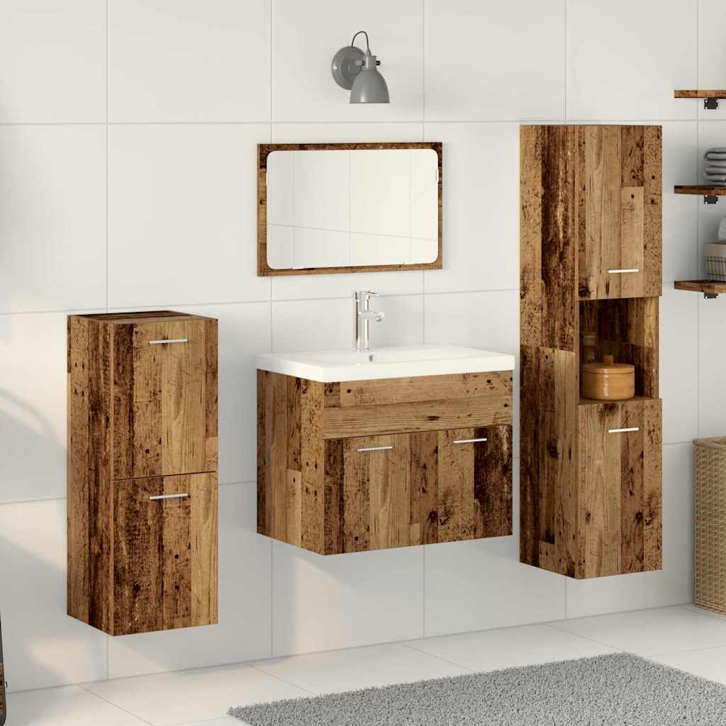 Badezimmermöbel Set Wandmontiert 4 pcs Altholz 30 x 30 x 130 cm