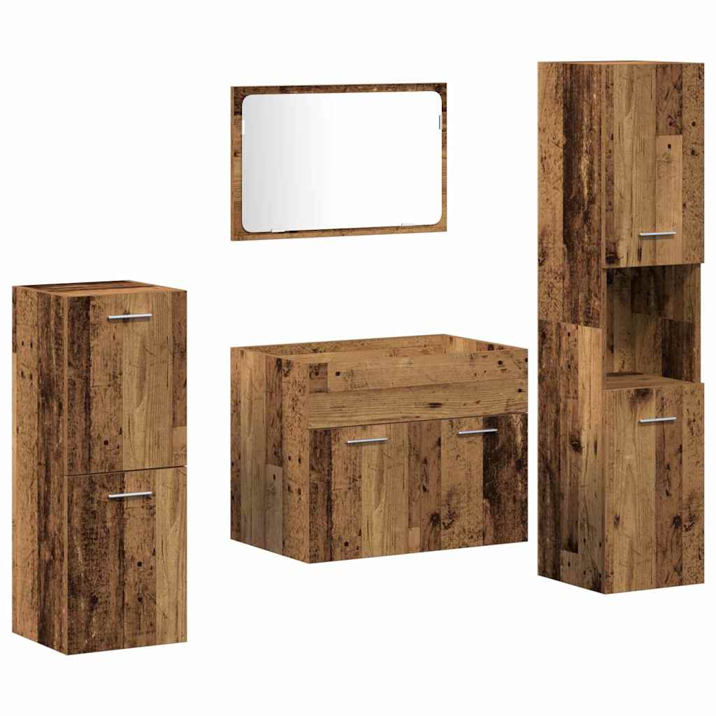Badezimmermöbel Set Wandmontiert 4 pcs Altholz 30 x 30 x 130 cm