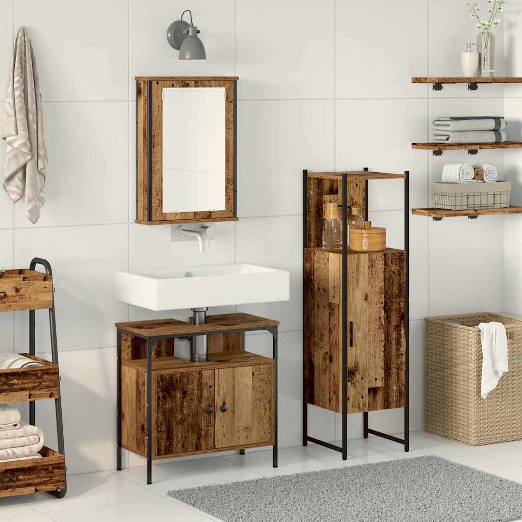 Badezimmermöbel Set mit Speicher 3 pcs Braun 33 x 33 x 120.5 cm