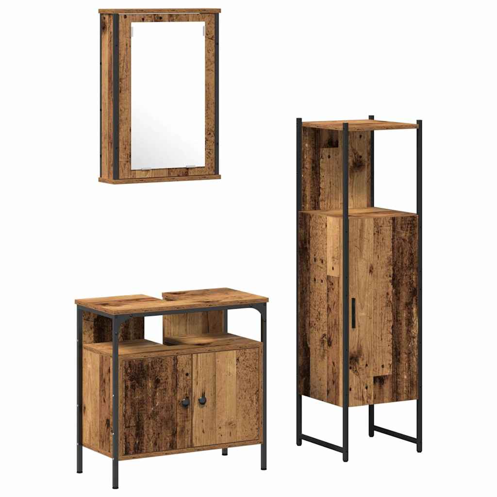 Badezimmermöbel Set mit Speicher 3 pcs Braun 33 x 33 x 120.5 cm