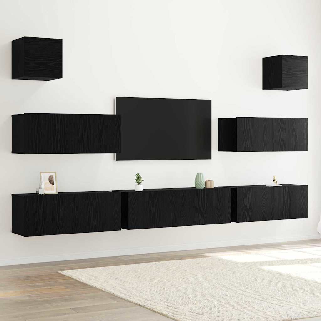TV-Cabinet-Set 7 pcs Schwarze Eiche 100 x 30 x 30 cm