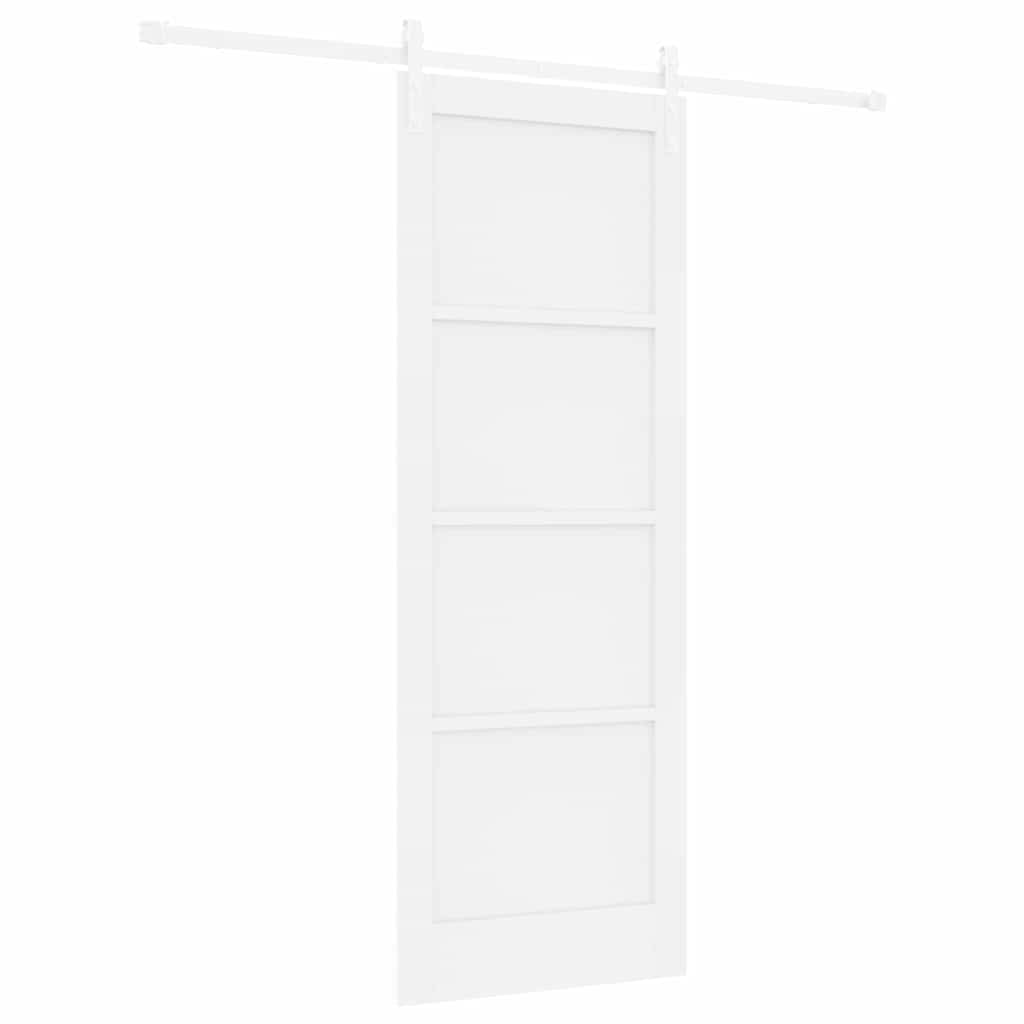 Schiebetür Weiß 78 x 211 cm Massives Kiefernholz und Stahl