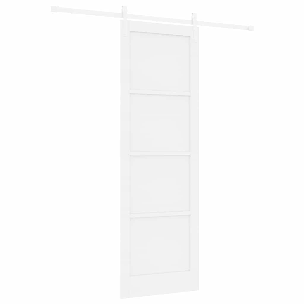 Schiebetür Weiß 78 x 232 cm Massives Kiefernholz und Stahl