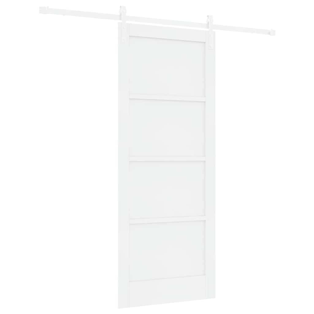 Schiebetür Weiß 83 x 202 cm Massives Kiefernholz und Stahl