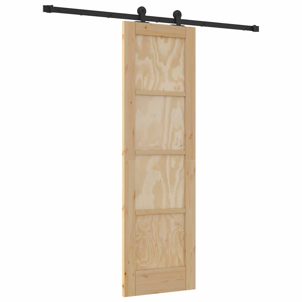 Schiebetür-Set Manuell Natur und Schwarz 61 x 198.5 cm