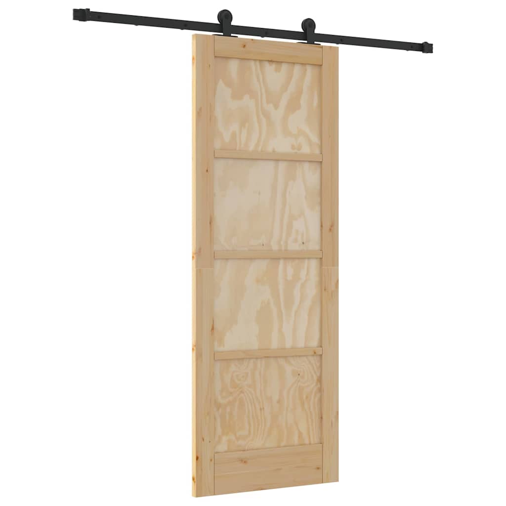 Schiebetür-Set Manuell Natur und Schwarz 73,5 x 198,5 cm