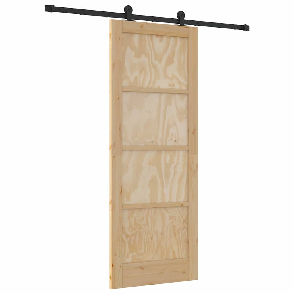 Schiebetür-Set Manuell Natur und Schwarz 78 x 202 cm