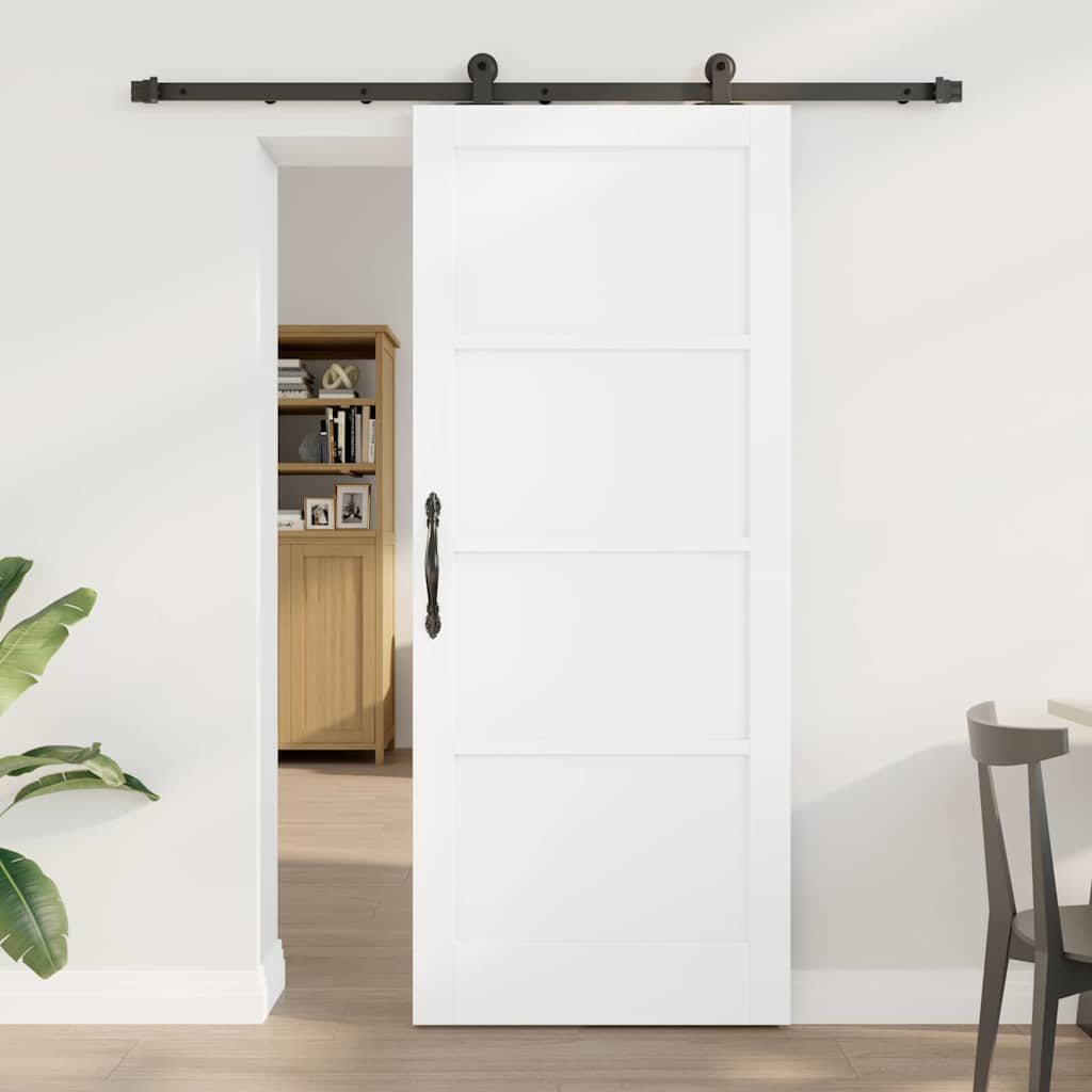 Schiebetür-Set Manuell Weiß und Schwarz 83 x 202 cm