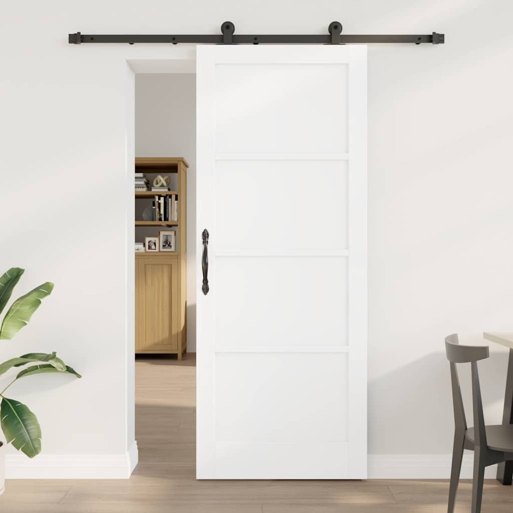 Schiebetür-Set Manuell Weiß und Schwarz 83 x 211 cm