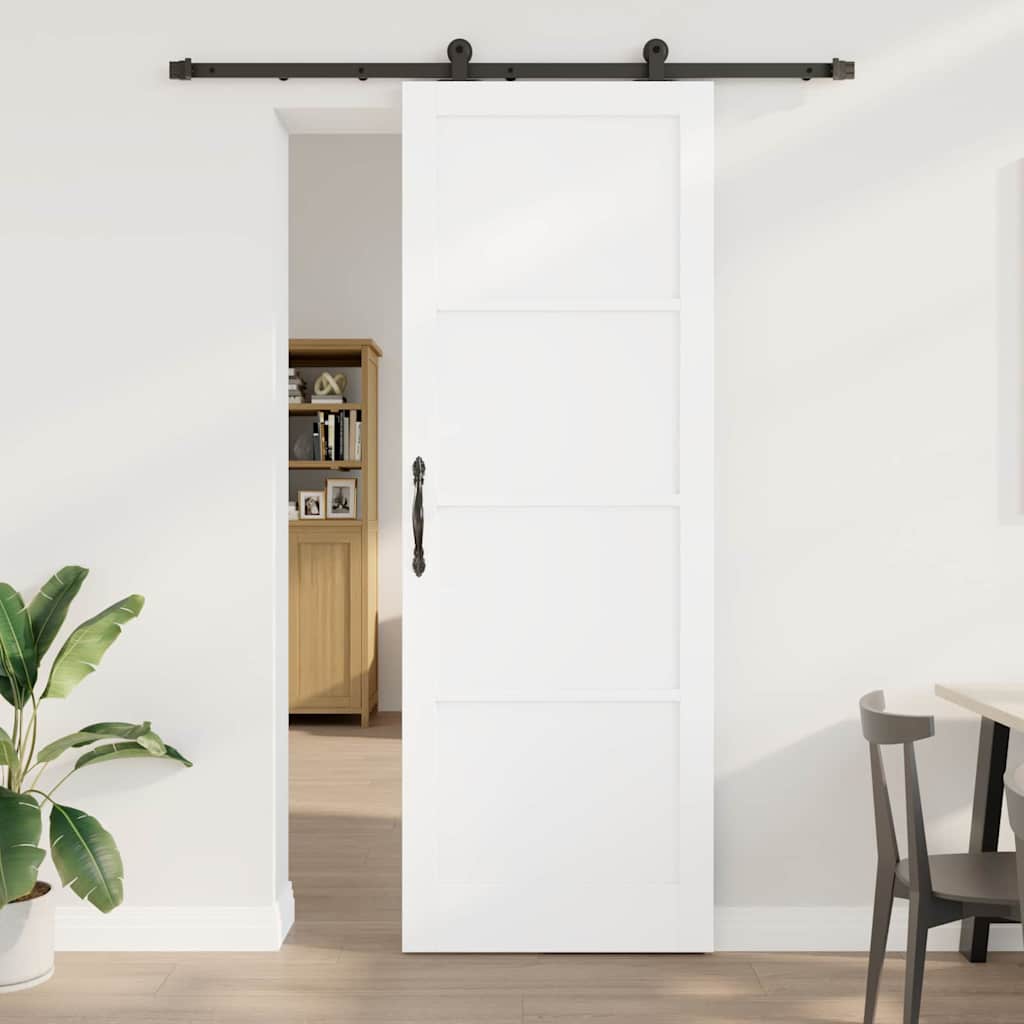 Schiebetür-Set Manuell Weiß und Schwarz 83 x 232 cm