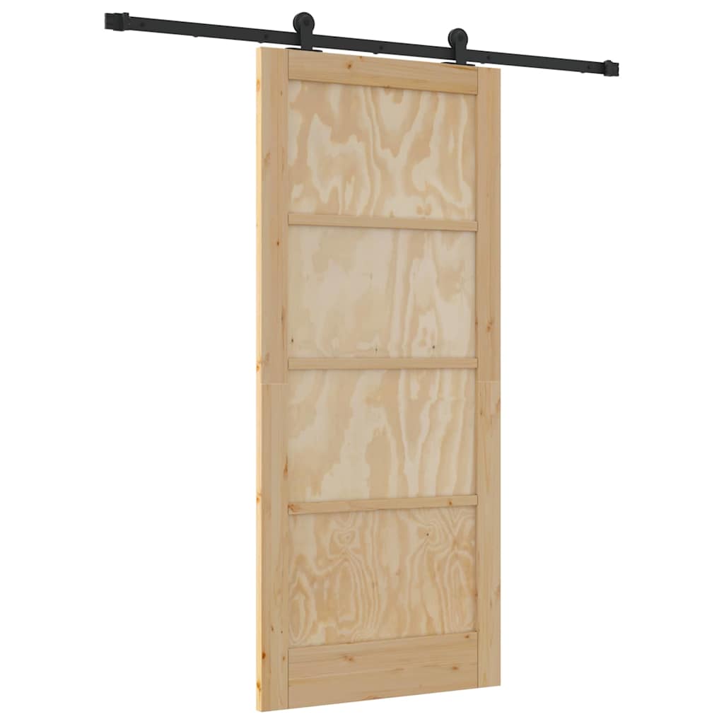 Schiebetür-Set Manuell Natur und Schwarz 86 x 198.5 cm