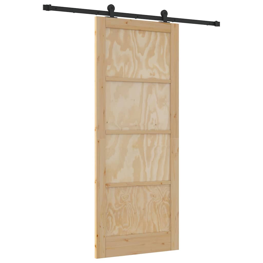 Schiebetür-Set Manuell Natur und Schwarz 86 x 211 cm