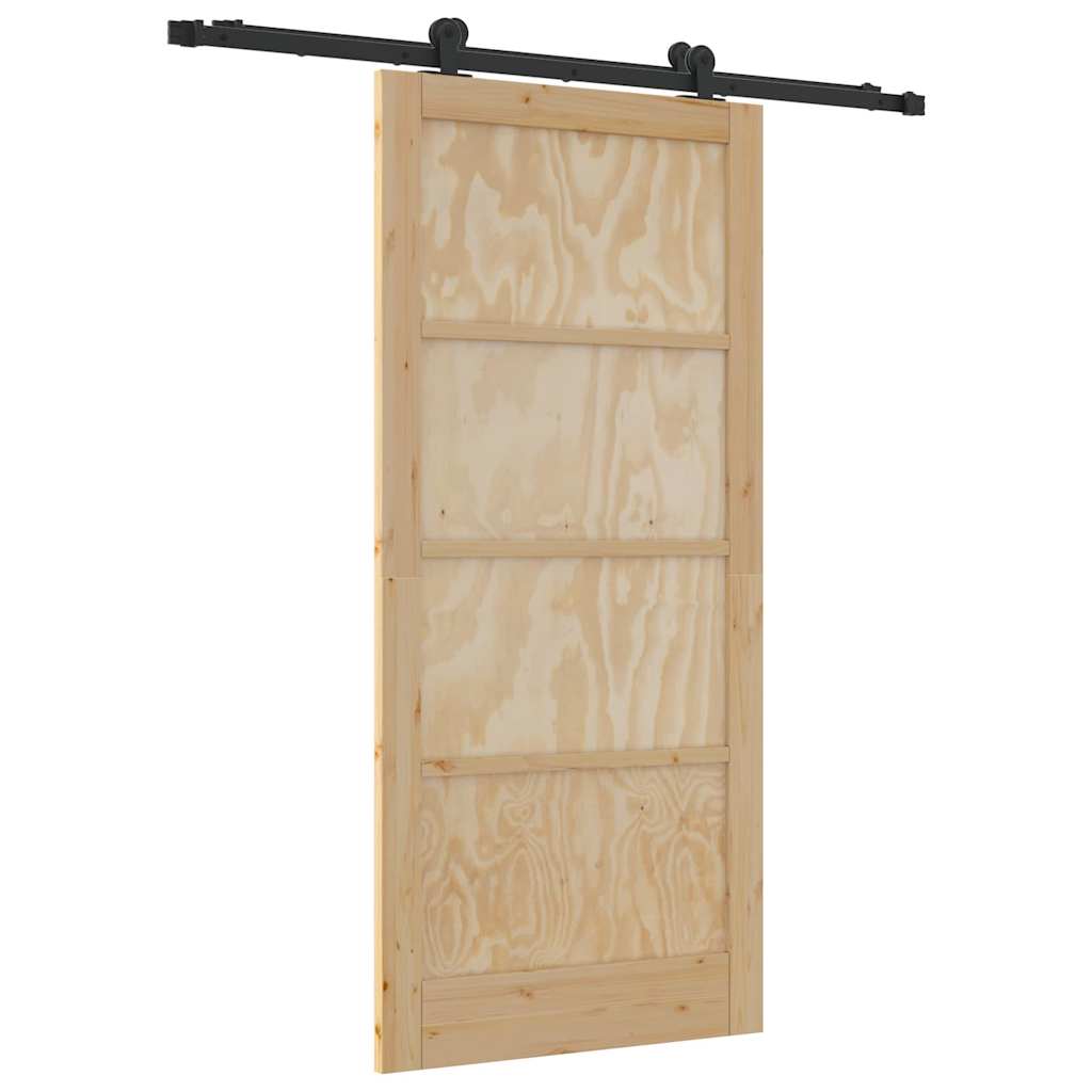 Schiebetür-Set Manuell Natur und Schwarz 93 x 202 cm