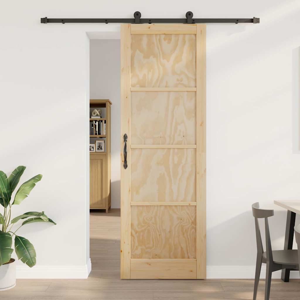 Schiebetür-Set Manuell Natur und Schwarz 78 x 232 cm