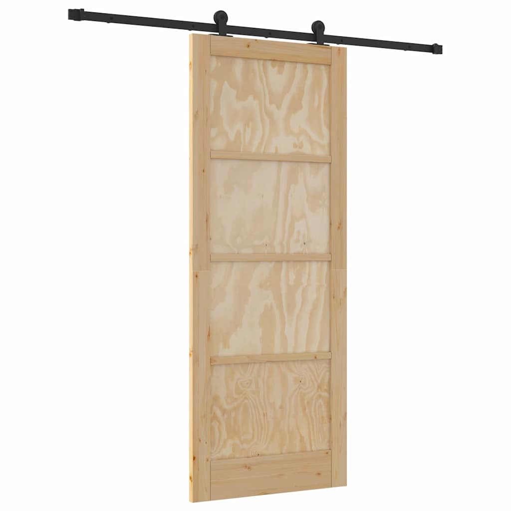 Schiebetür-Set Manuell Natur und Schwarz 83 x 211 cm