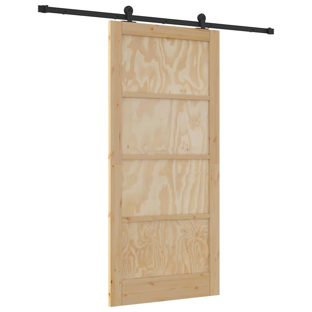 Schiebetür-Set Manuell Natur und Schwarz 93 x 202 cm