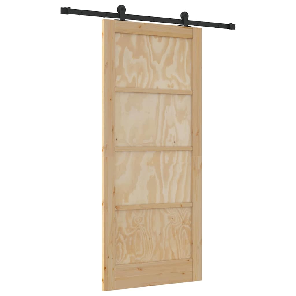 Schiebetür Manuell Natur und Schwarz 86 x 198.5 cm