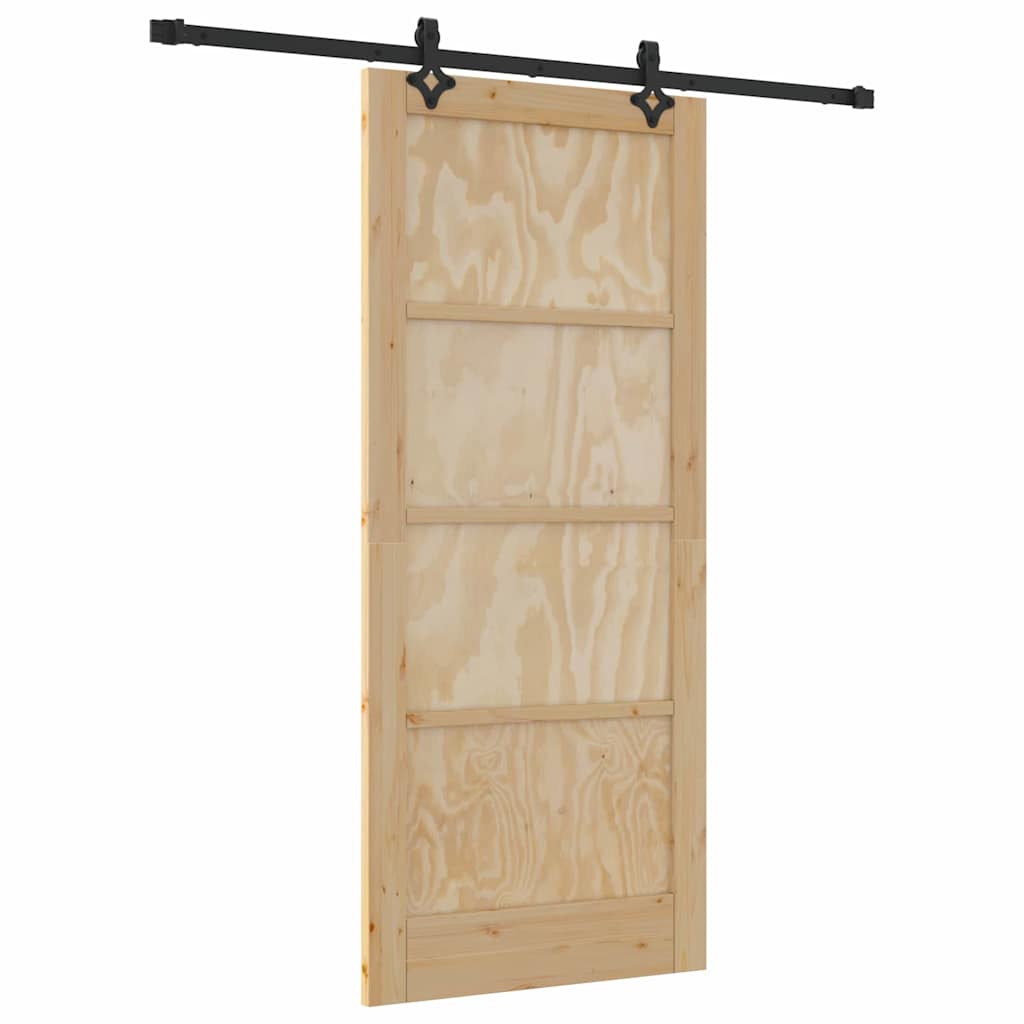 Schiebetür Manuell Natur und Schwarz 86 x 198.5 cm