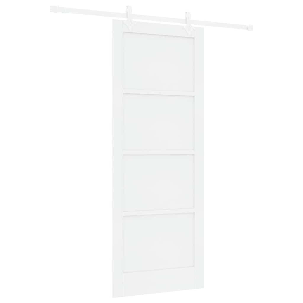 Schiebetür Weiß 83 x 211 cm Massives Kiefernholz und Stahl