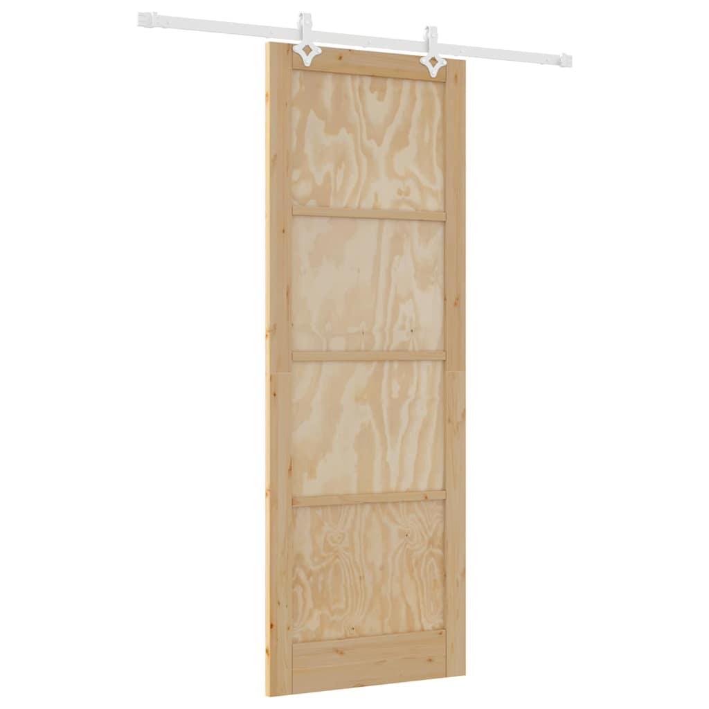 Schiebetür Weiß 83 x 232 cm Massives Kiefernholz und Stahl