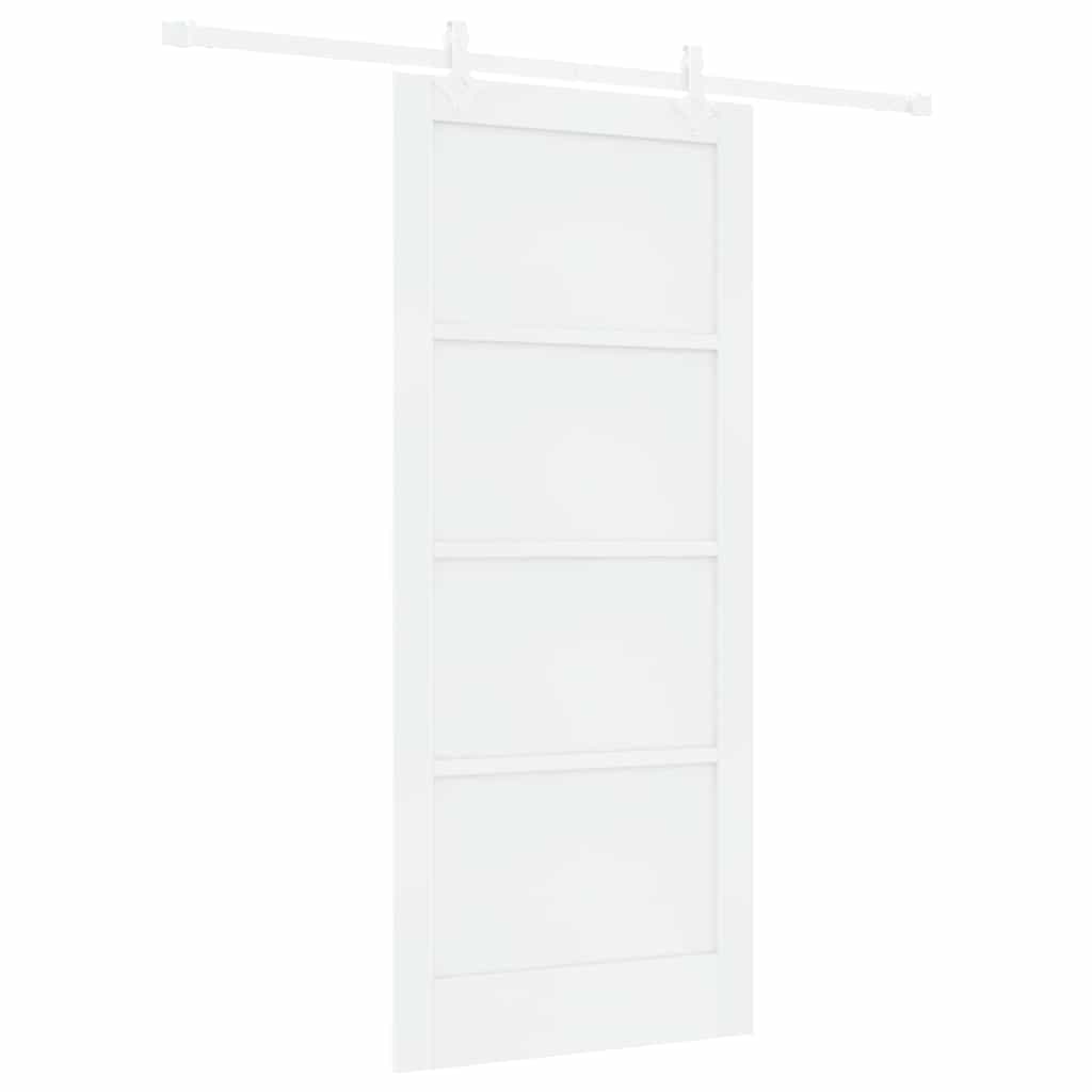 Schiebetür Weiß 86 x 198.5 cm Massives Kiefernholz und Stahl