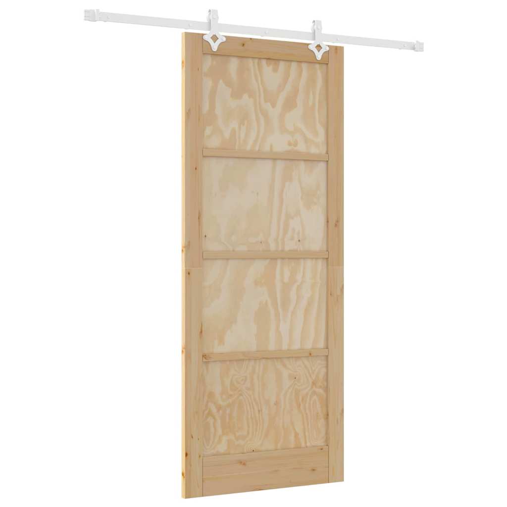 Schiebetür Weiß 86 x 211 cm Massives Kiefernholz und Stahl
